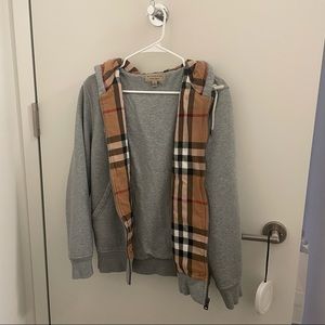 Burberry grey zip cotton hoodie sweatshirt unisex